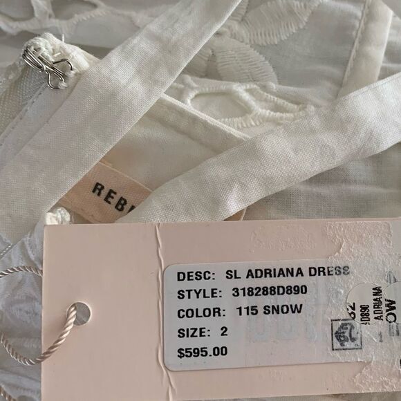 REBECCA TAYLOR Adriana Eyelet Lace-Up Midi Dress, NWT, Size 2 - Picture 5 of 5